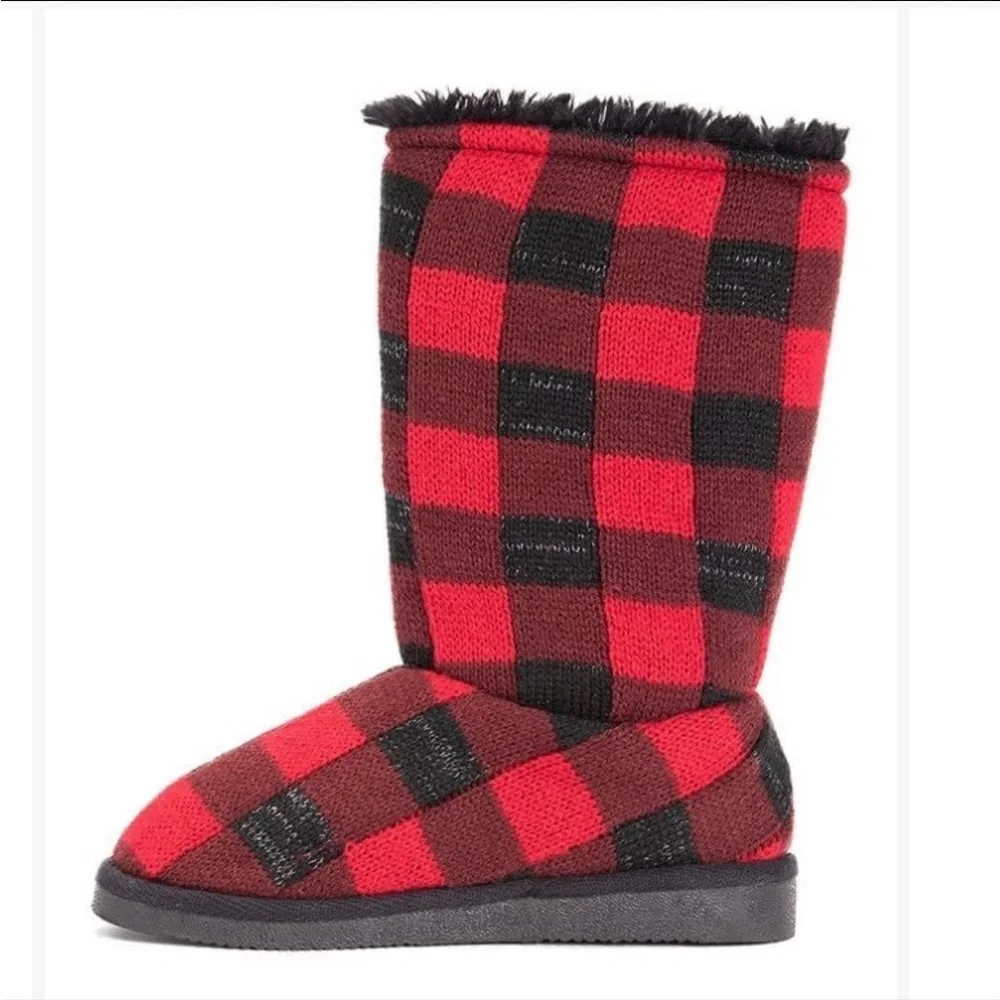 Muk Luks red plaid boots